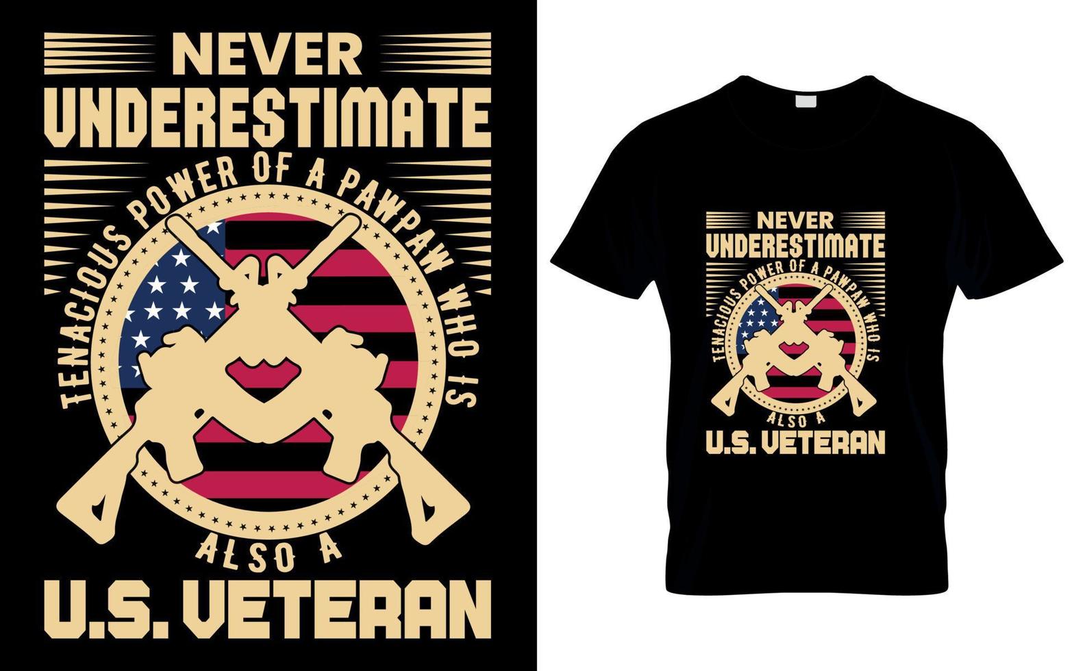 never underestimate tenacious power of a pawpaw who is also a U.S. VETERAN t shirt design vector