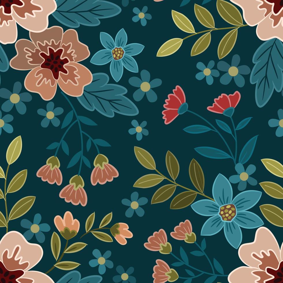 Floral design with elegant flowers seamless pattern. vector