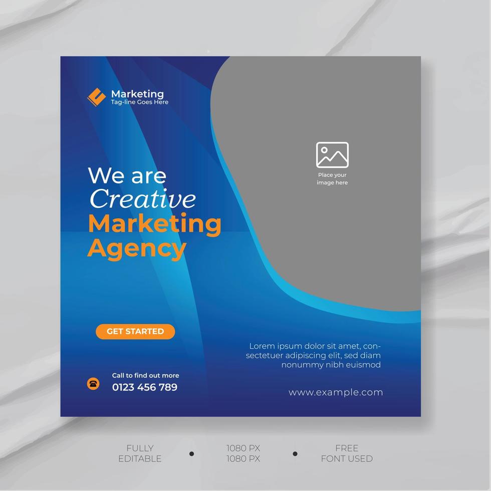 Digital Marketing and Corporate Social Media and Instagram Post Design Template. vector