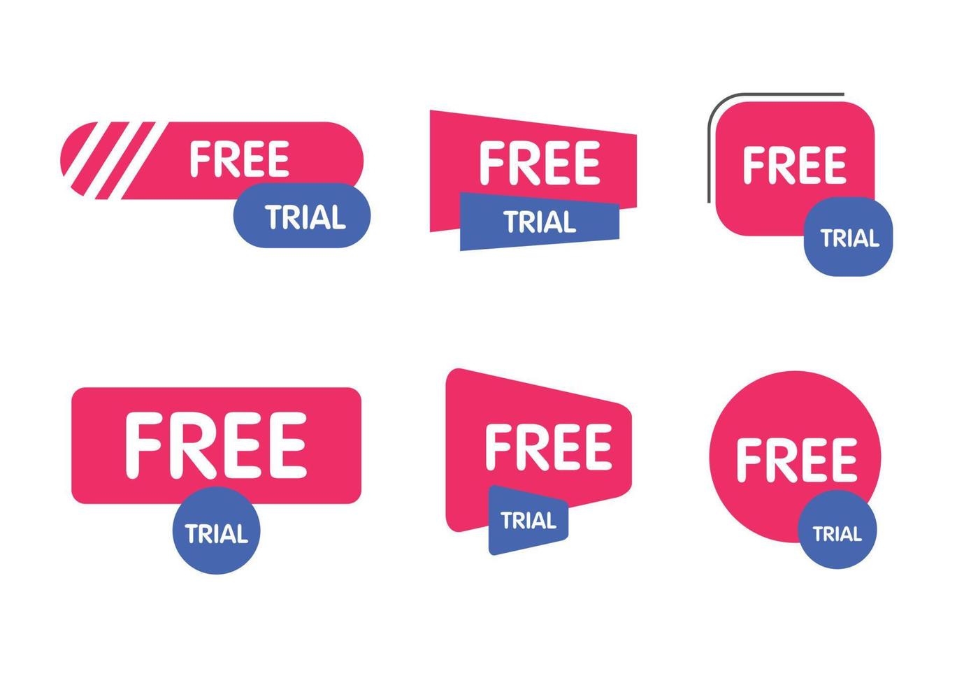 free trial labels, flat design vector
