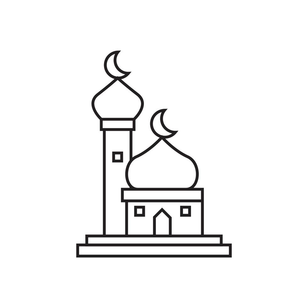 línea estilo mezquita icono, mano dibujo. vector