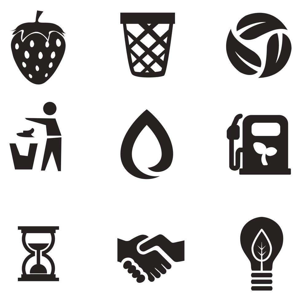 Environmental Issues icon set. Collection of Environment and Climate related vector glyph icons