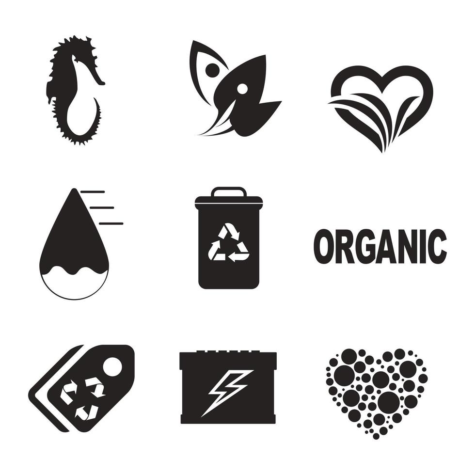 Environmental Issues icon set. Collection of Environment and Climate related vector glyph icons