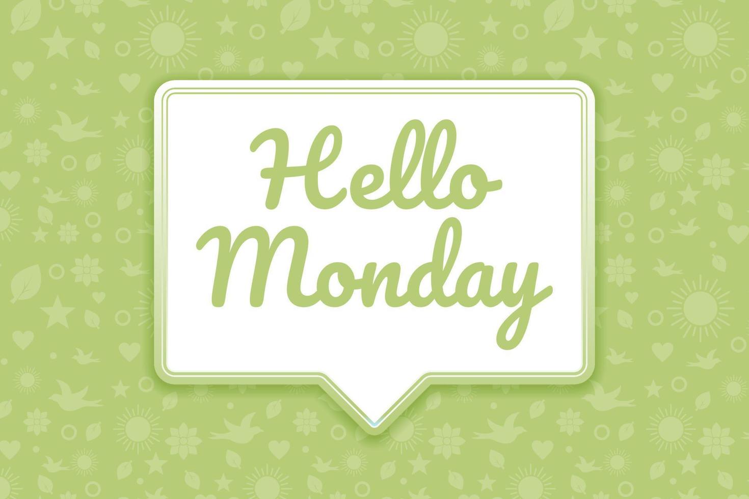 Hello Monday greeting flat style design, with chat bubble and pattern background vector