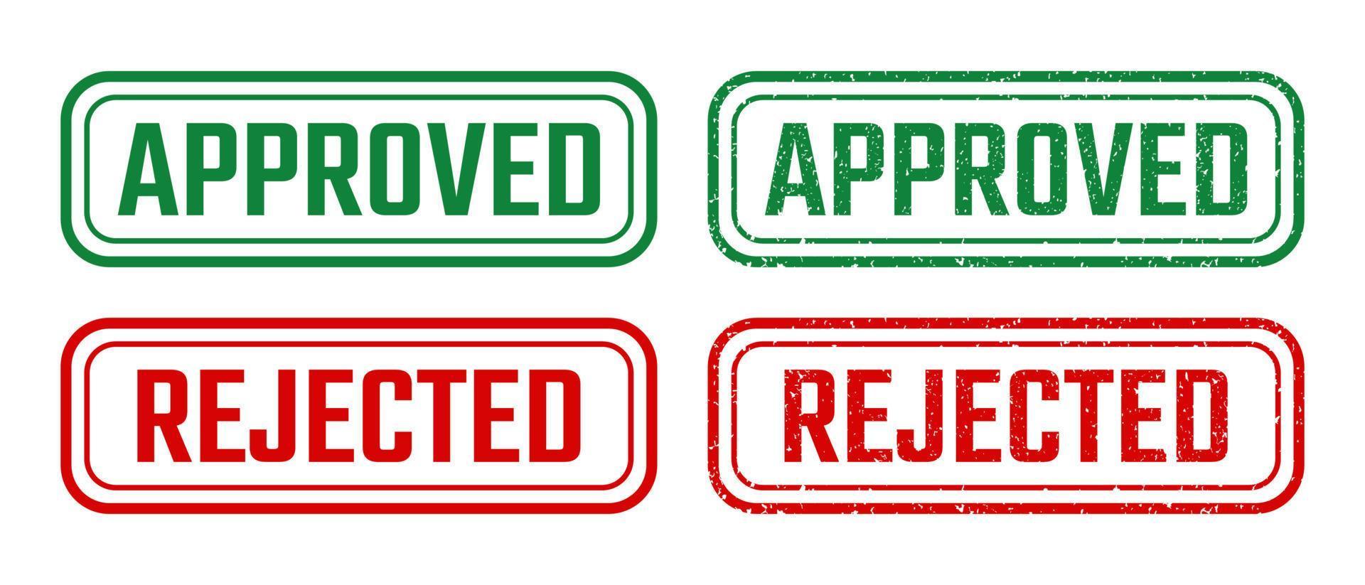 Approved and rejected stamp sign with grunge texture vector on white background