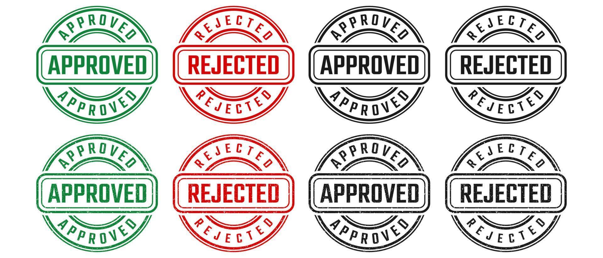 Approved and rejected stamp sign with grunge texture vector on white background