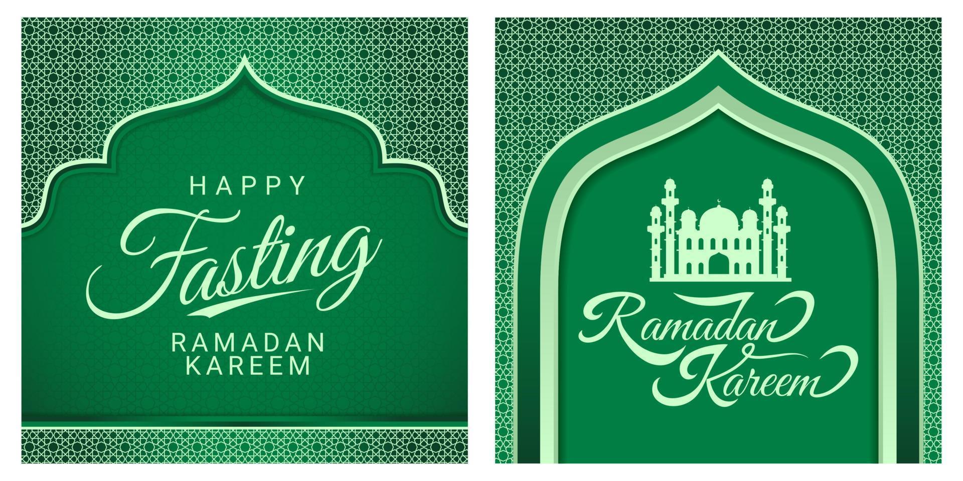 Islamic background for Ramadan Kareem and eid mubarak 2023. Golden and green, with lantern, islamic ornament pattern vector, happy fasting vector