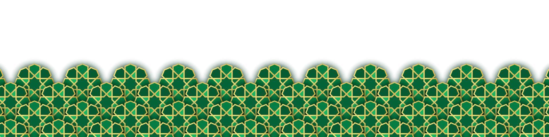 islámico ornamento modelo encabezamiento o pie de página para fondo, bandera, póster, cubrir diseño, social medios de comunicación alimentar, cuentos. Ramadán kareem y eid Mubarak 2023 concepto vector