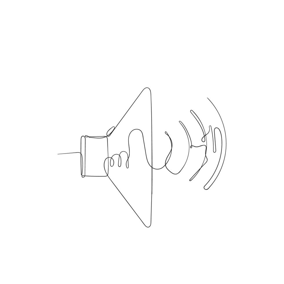 continuous line drawing volume speaker icon illustration vector isolated