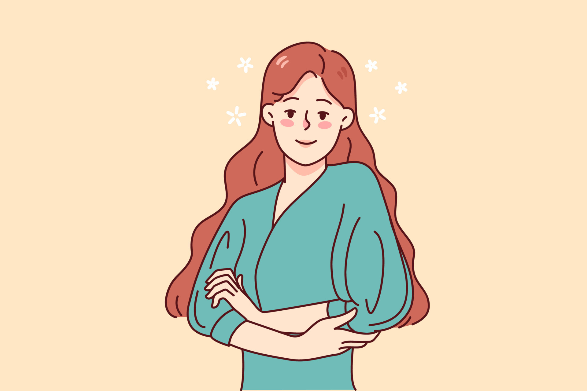 Portrait of smiling confident woman standing with arms crossed