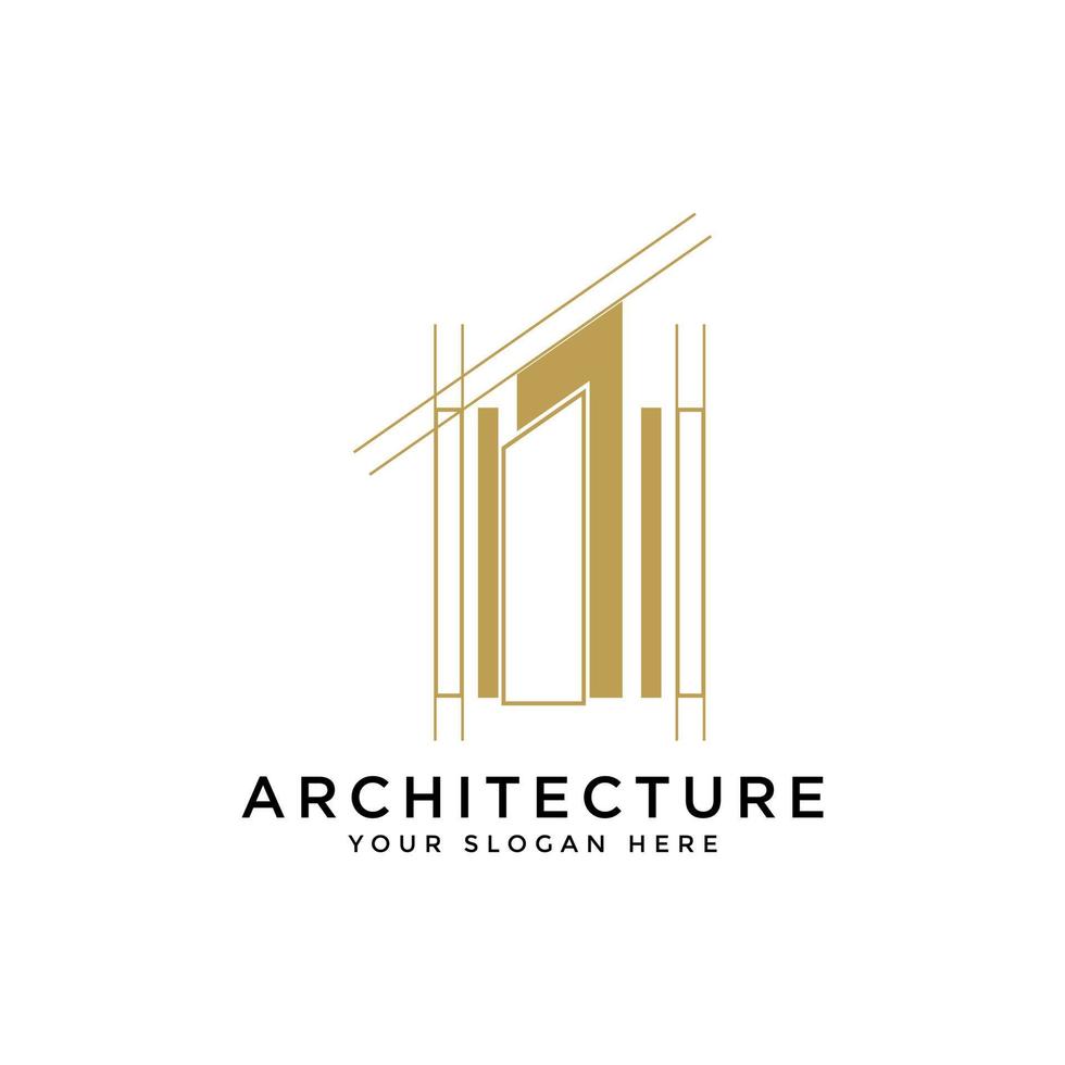 creative architecture logo template with business card design. premium vector