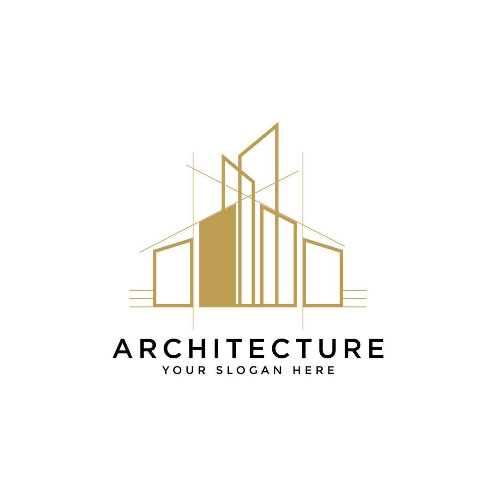 creative architecture logo template with business card design. premium vector