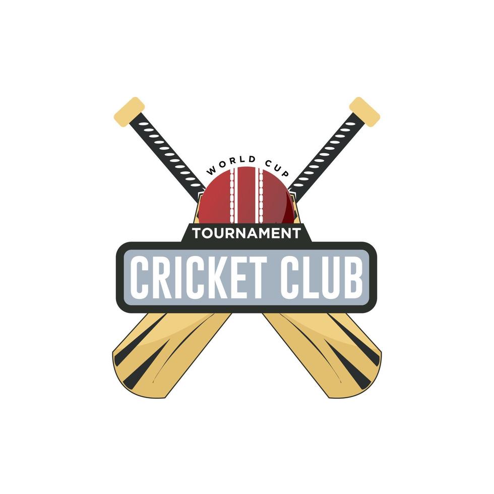 Cricket Logo emblem, cricket team, Cricket club logo design with crossed sticks vector