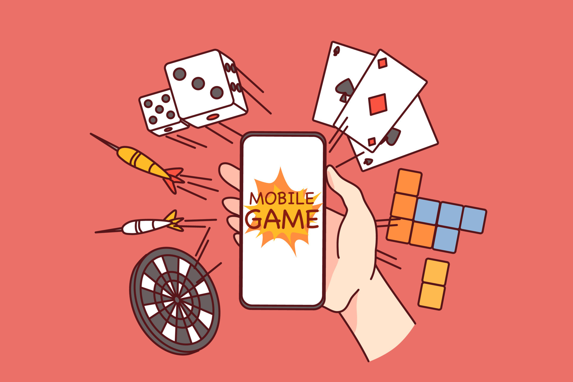 Mobile games apps. Smartphone game, online gaming industry vector  illustration Stock Vector Image & Art - Alamy