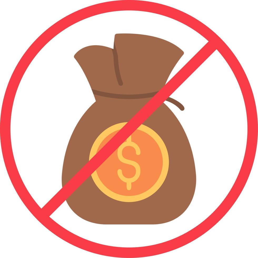 No dinero vector icono