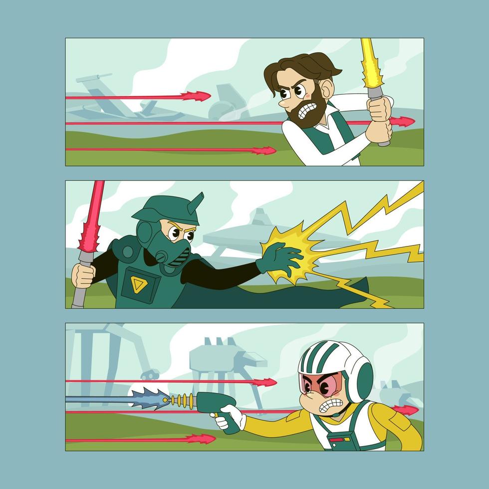 Light Side Against Dark Side on Inter Galactic Wars Banner Set vector