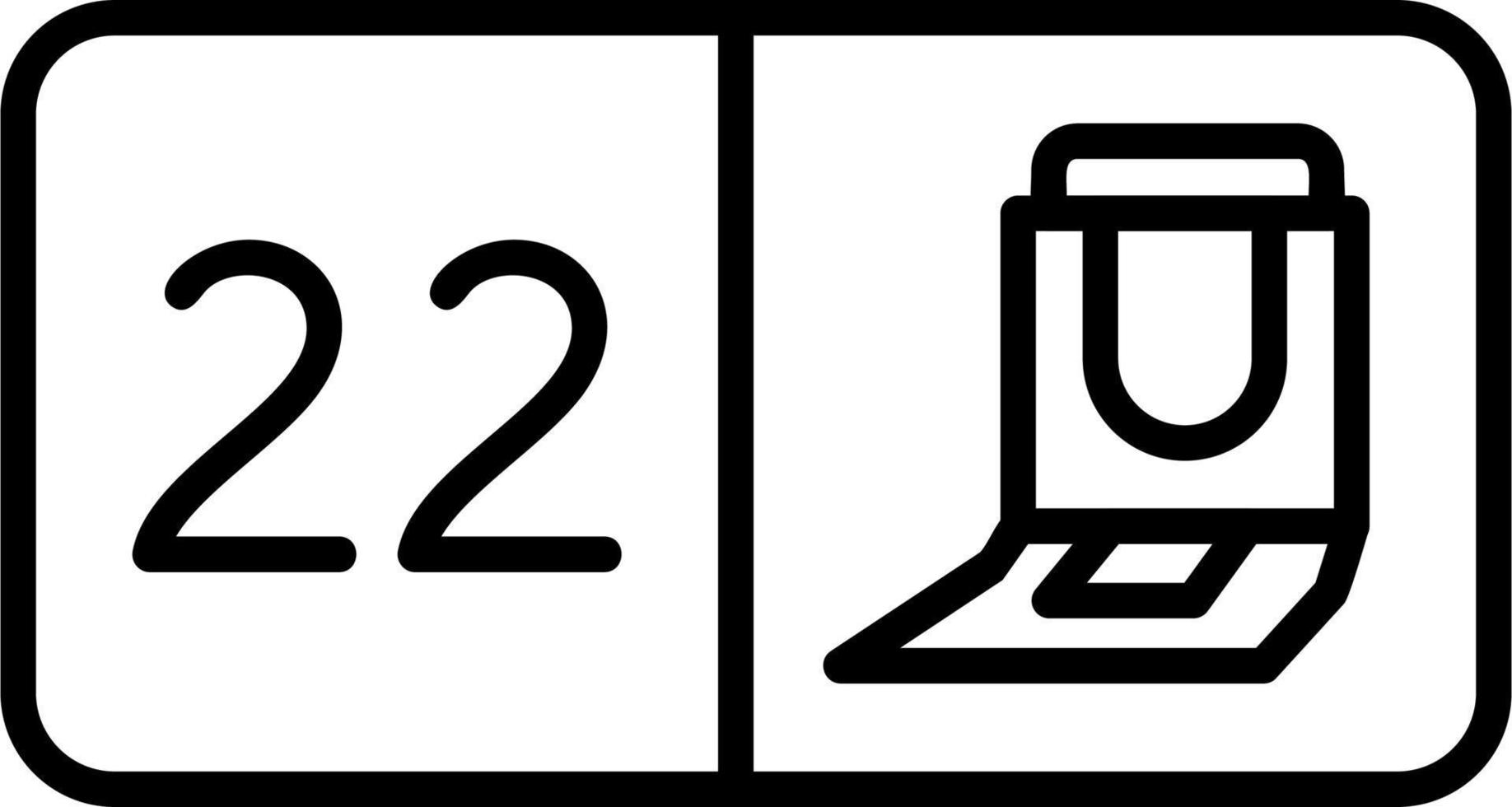 Seat Number Twenty Two Vector Icon