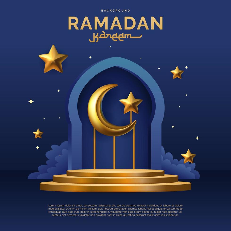 Ramadan Kareem Banner Template Crescent Moon on the Gate with many Stars in the Night vector illustration