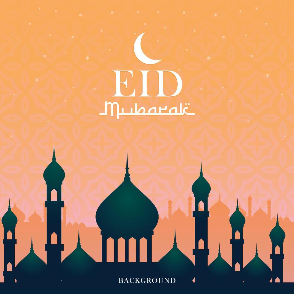 Eid Mubarak Design Template Banner with Mosque Tower vector Illustration