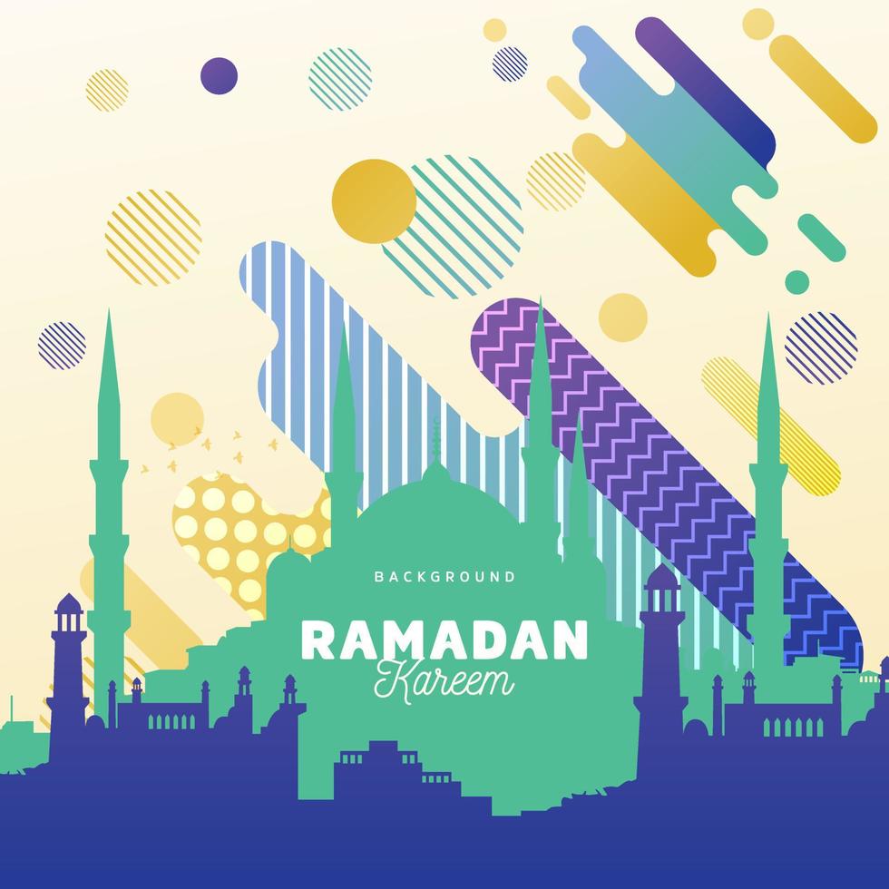 Ramadan Kareem Mosque Illustration Modern Style with Full Color vector