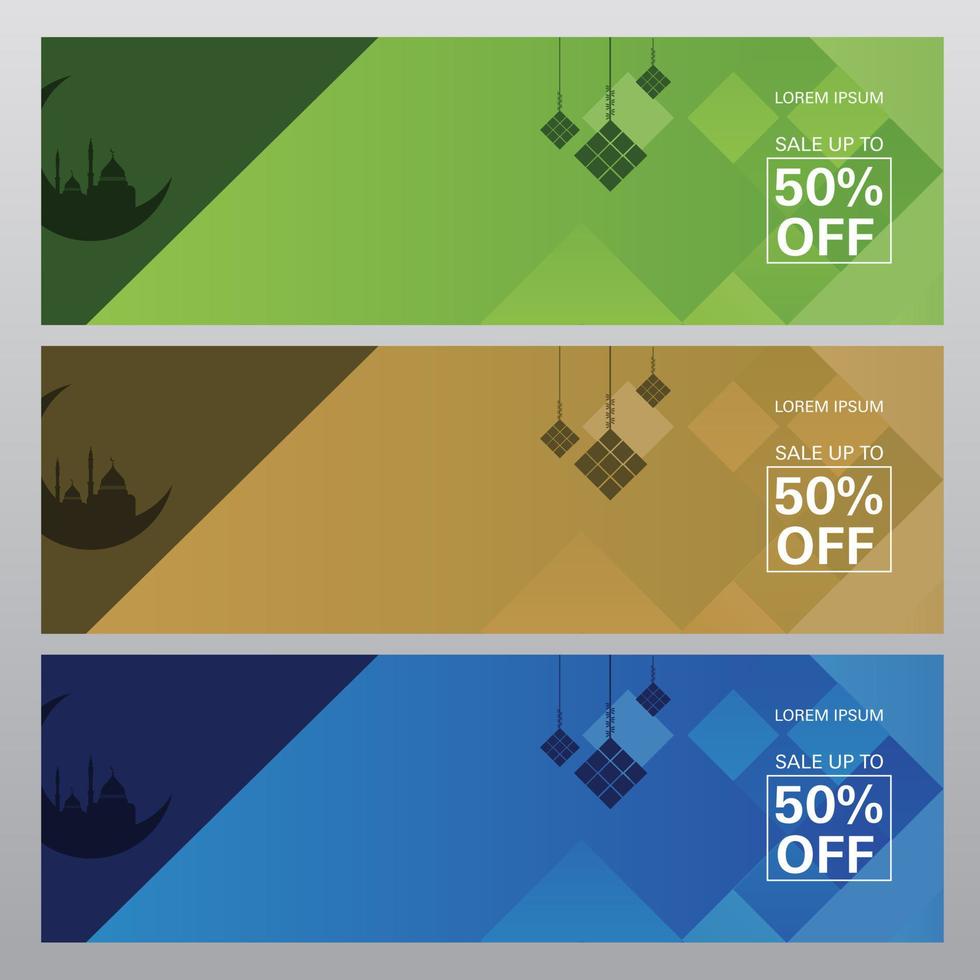 Ramadan Voucher Design Template Box Pattern with Various Color vector