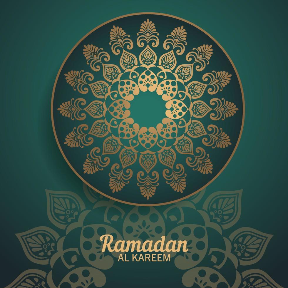 Ramadan Kareem Design Template Banner with Elegant Style Floral Gold Color vector