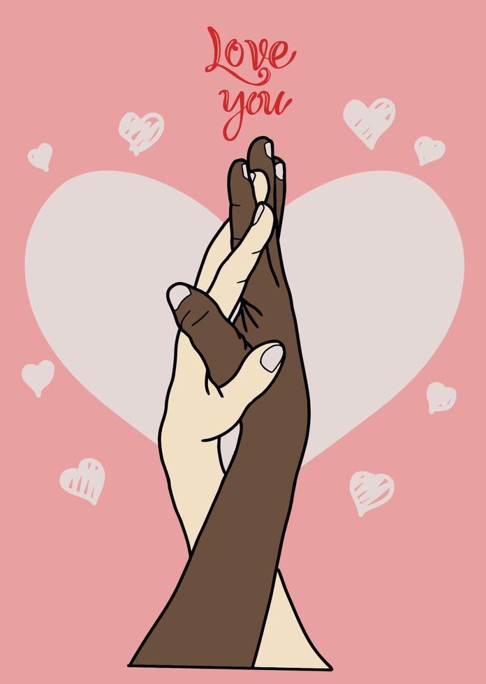 hand gesture of love in diversity vector