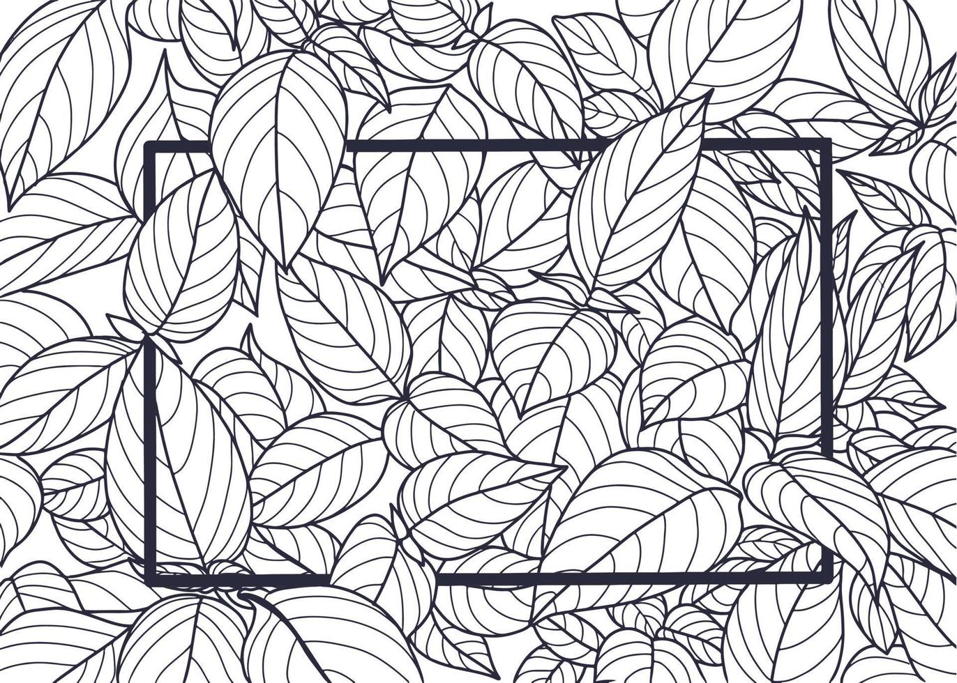 blue leaves background template with blue frame vector