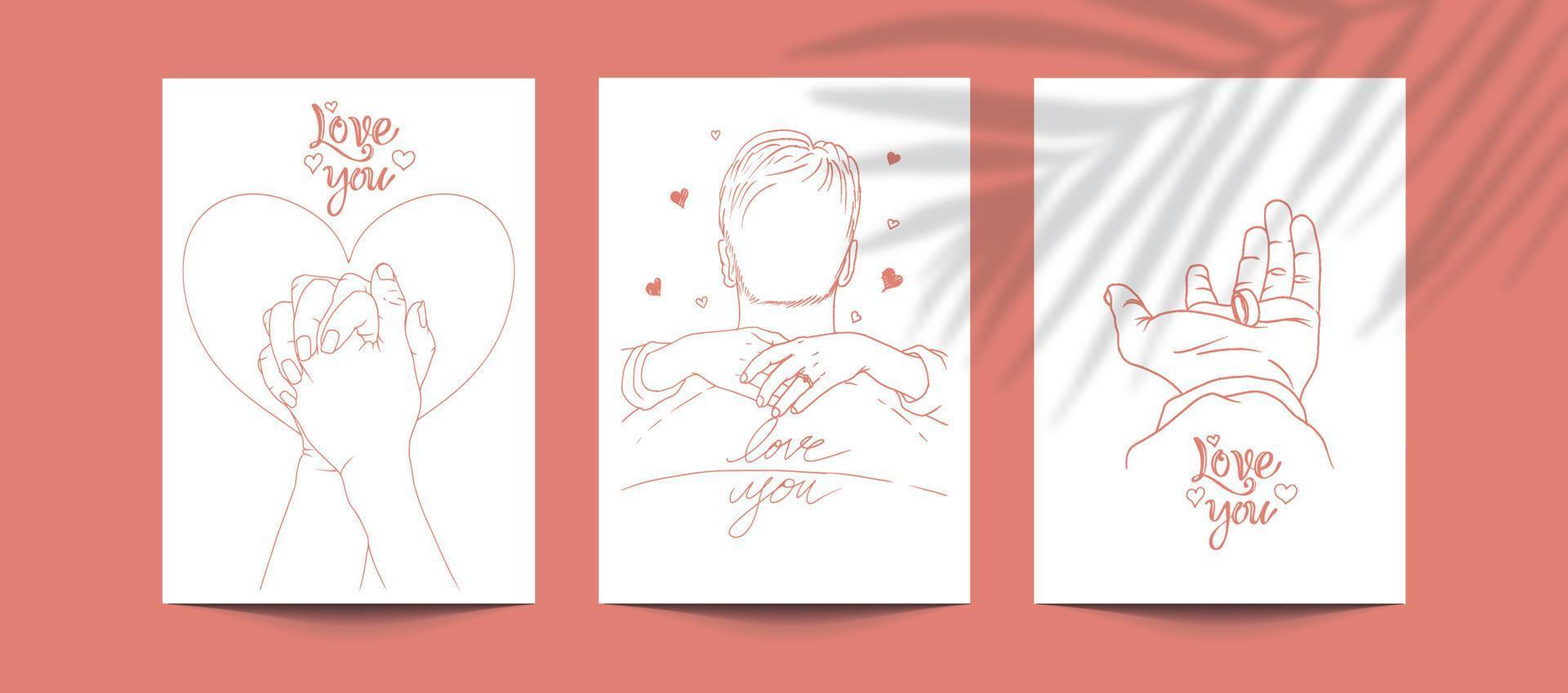 Set of love illustrations hand-drawn vector template