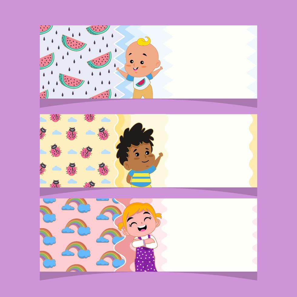 Colorful Children Banner Set Template vector