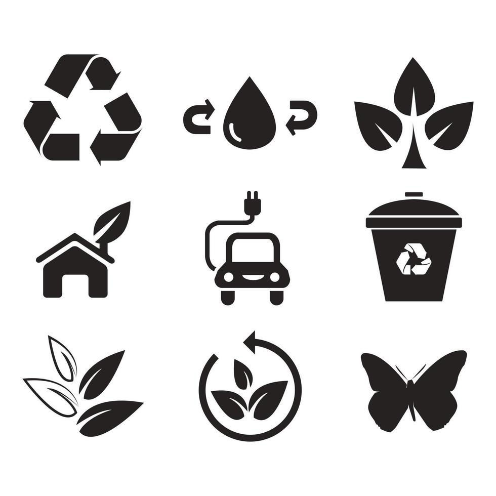 ambiental cuestiones icono colocar. colección de ambiente y clima relacionado vector glifo íconos