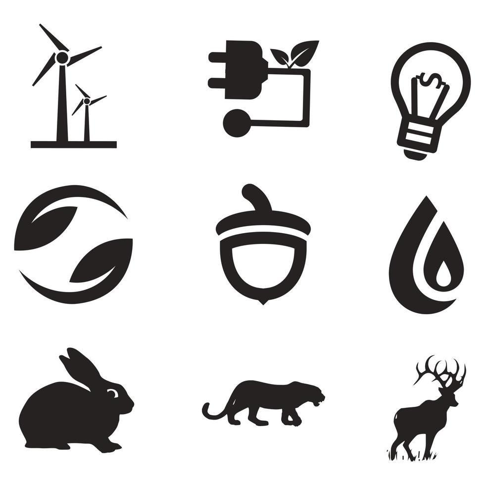 Environmental Issues icon set. Collection of Environment and Climate related vector glyph icons