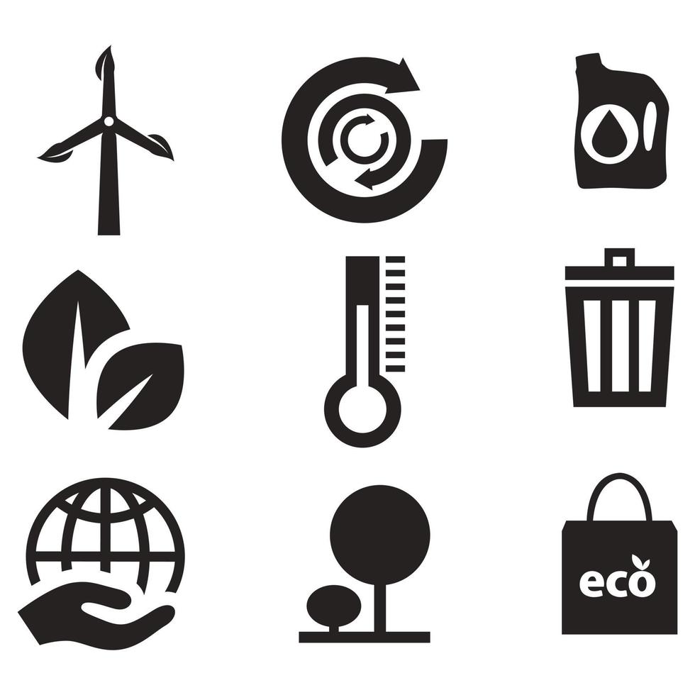 ambiental cuestiones icono colocar. colección de ambiente y clima relacionado vector glifo íconos