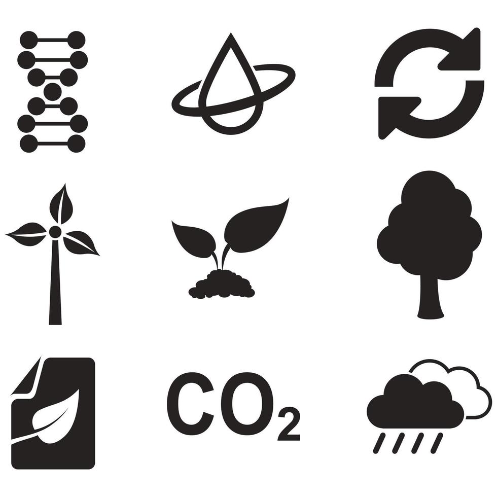 Environmental Issues icon set. Collection of Environment and Climate related vector glyph icons