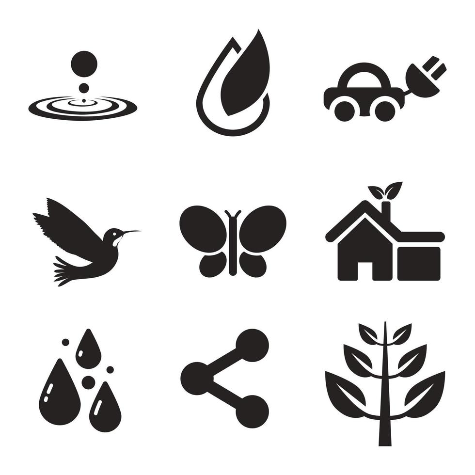 Environmental Issues icon set. Collection of Environment and Climate related vector glyph icons