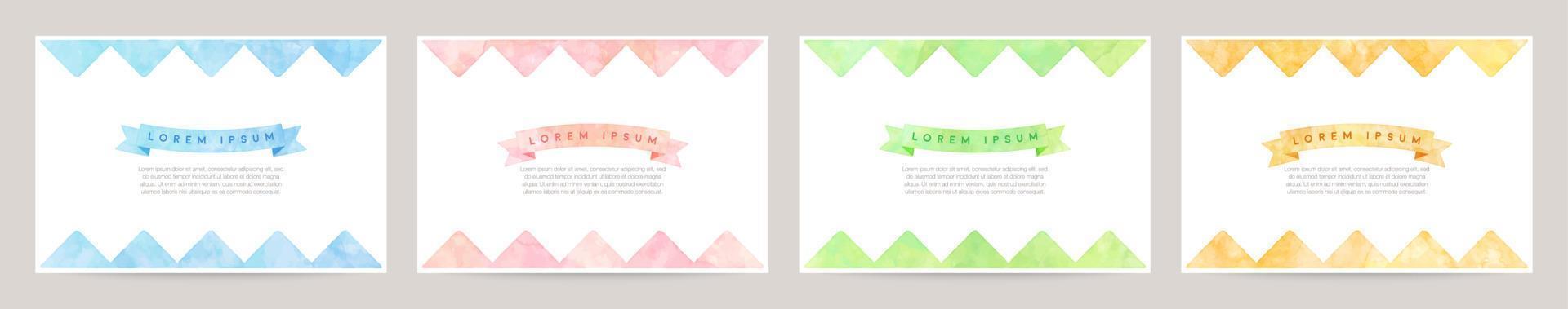 vector tarjeta diseño modelo con triángulo acuarela decoración en blanco antecedentes colocar. azul, rosa, verde, naranja