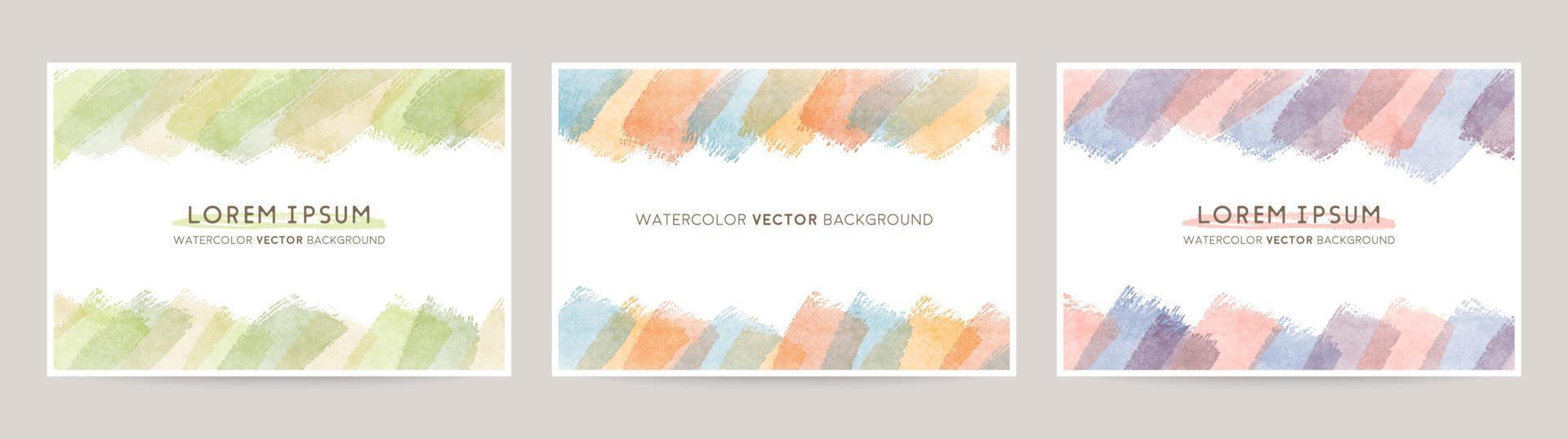 vector card design with mixed lines watercolor abstract brush decoration set