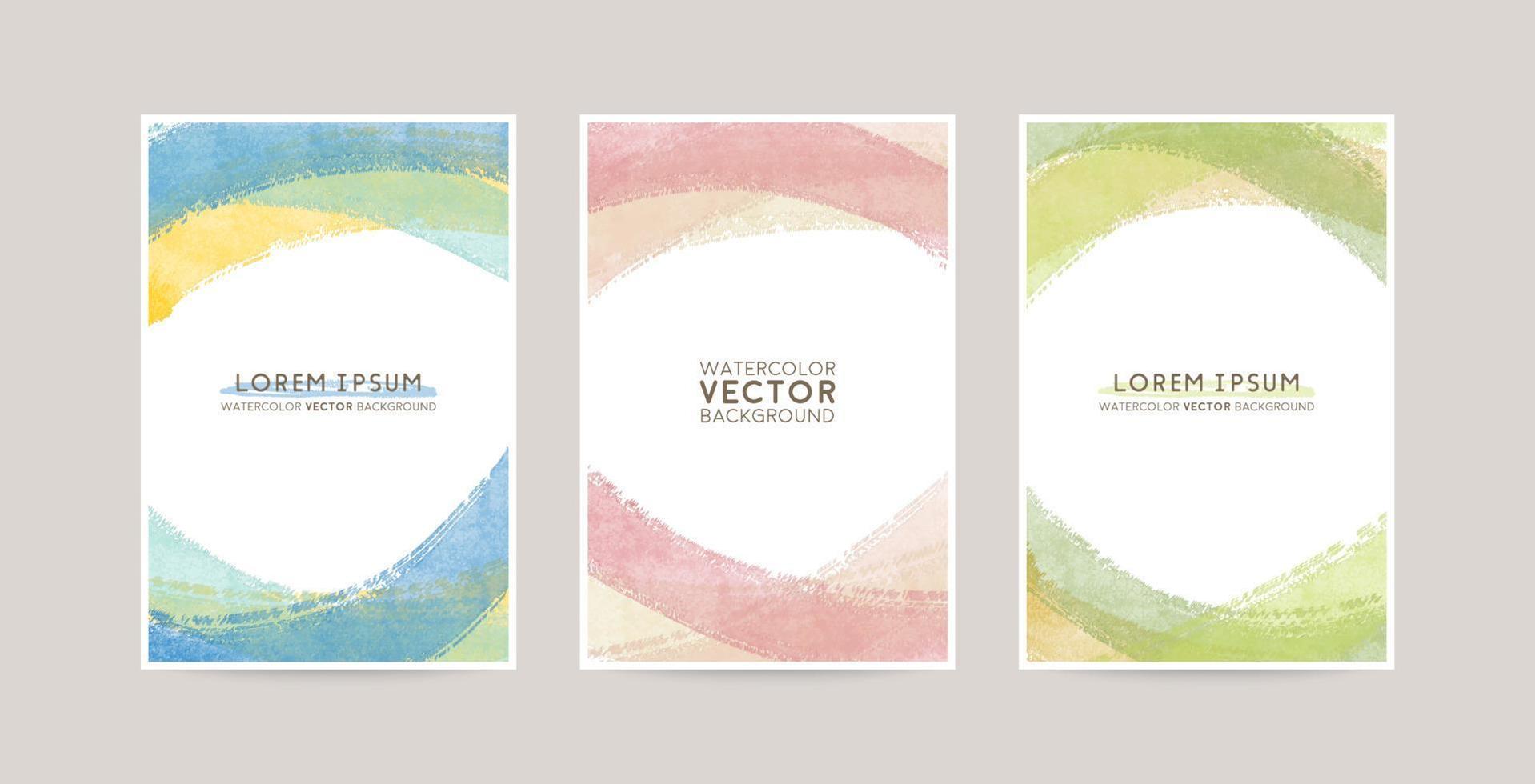 vector card design with mixed lines watercolor abstract brush decoration set