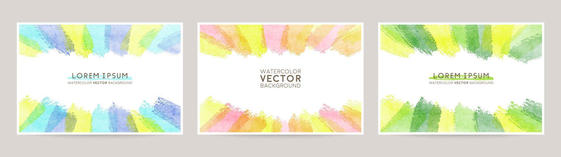 watercolor vector colorful frames set. saturated brush linework
