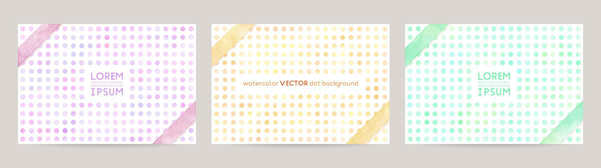 Set of colorful vector watercolor backgrounds with white space for text. Set of cards for wedding, greetings, birthday. backgrounds for web banners design. purple, orange, green