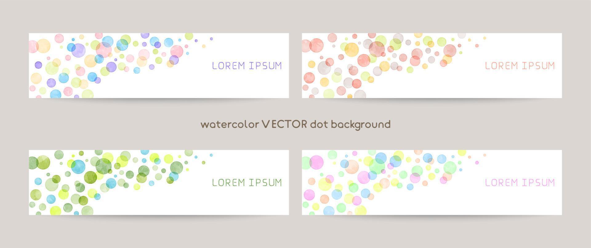 Set of colorful vector watercolor backgrounds with white space for text. web banners template