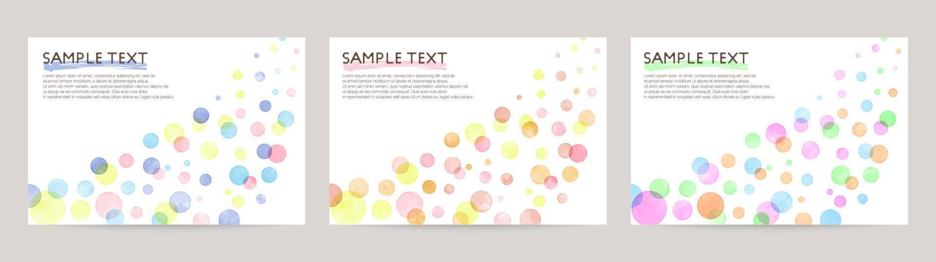 Set of colorful vector watercolor backgrounds with white space for text. Set of cards for wedding, greetings, birthday. backgrounds for web banners design.