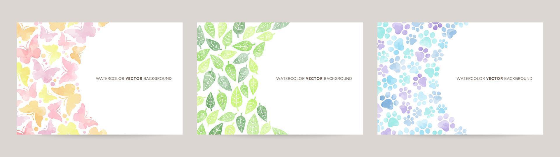 watercolor vector card background set