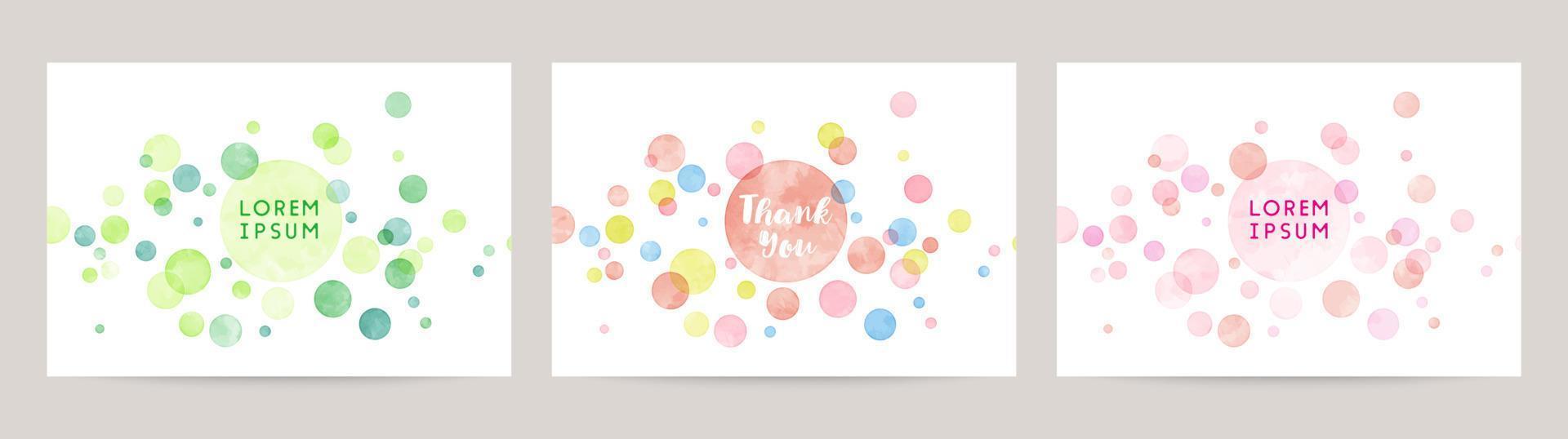 watercolor colorful dot vector background card set