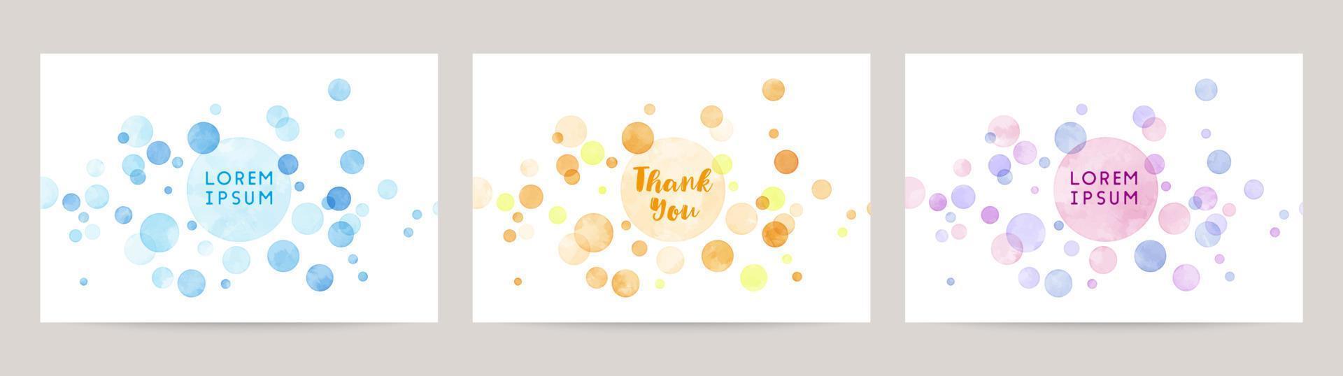 watercolor colorful dot vector background card set