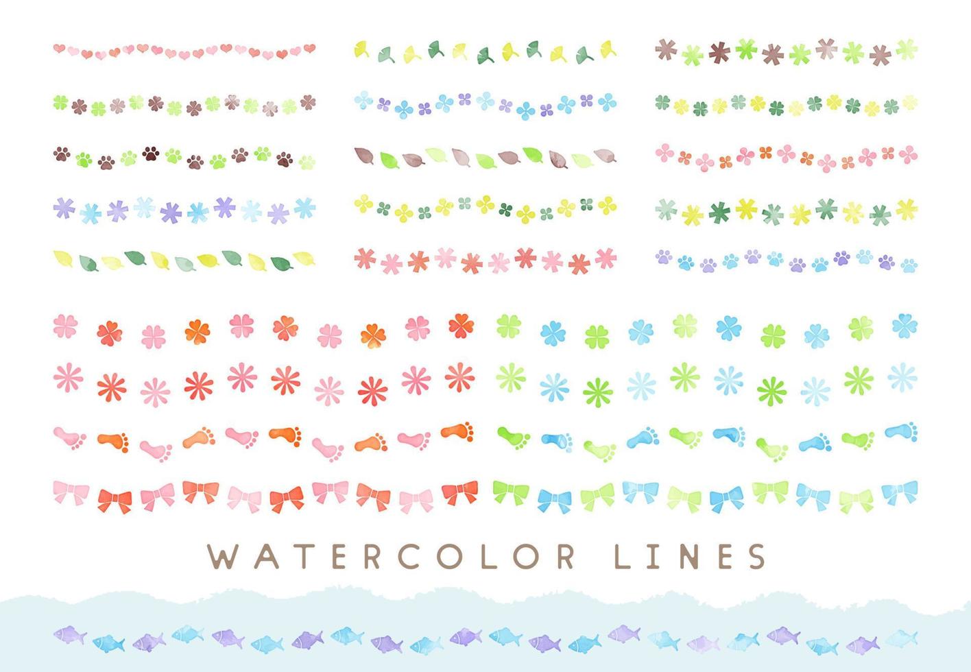 watercolor vector colorful line set