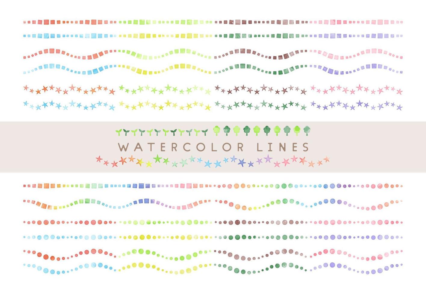 watercolor vector colorful line set