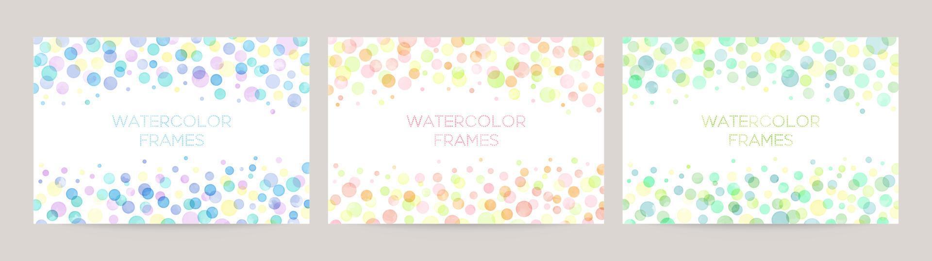 Set of colorful vector watercolor backgrounds with white space for text. Set of cards for wedding, greetings, birthday. backgrounds for web banners design.