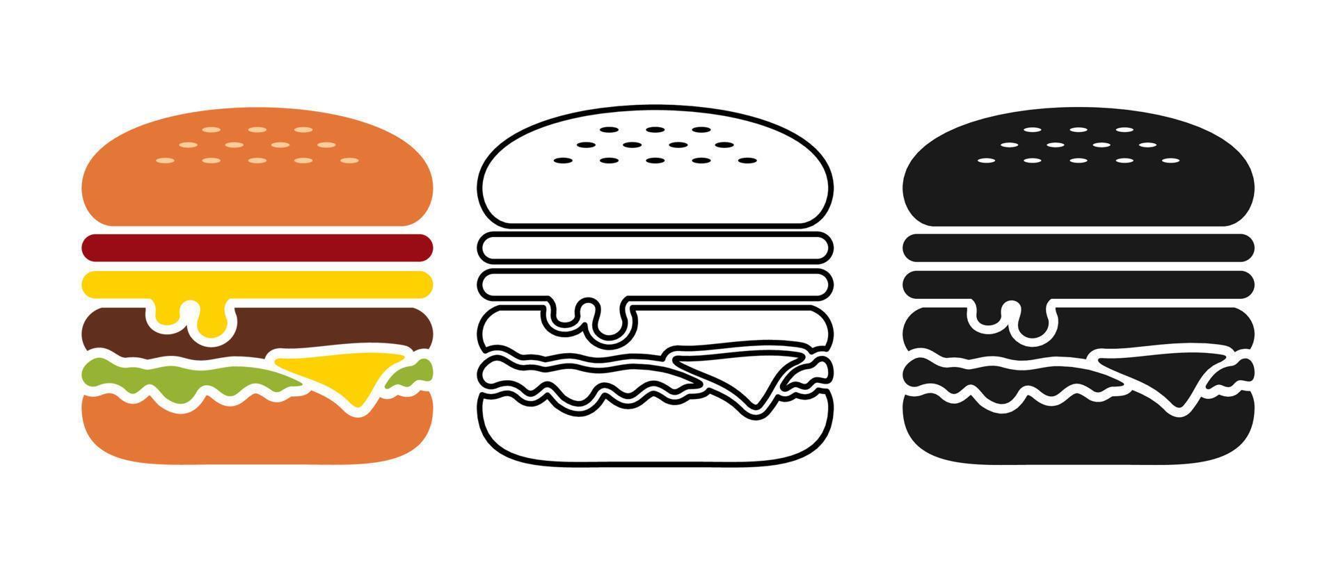 hamburguesa comida icono, símbolo, logo vector