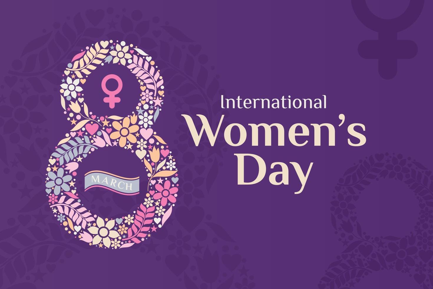 International Women's Day greeting template for background, banner, poster, cover design, social media feed, with eight march logo vector